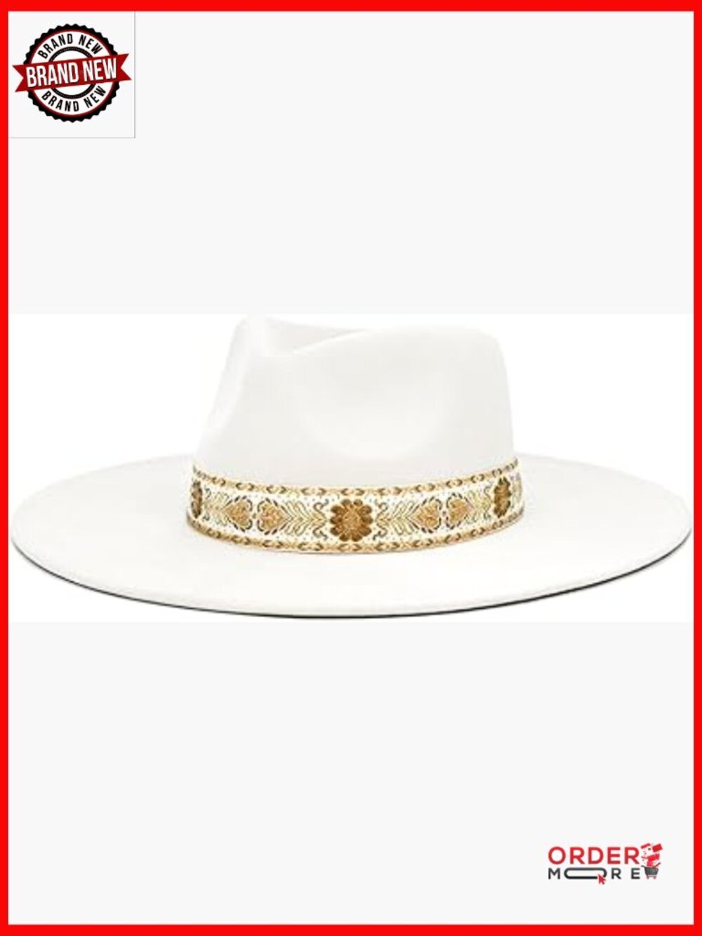 Boho Western Felt Fedora Hat Wide Brim Rancher Style